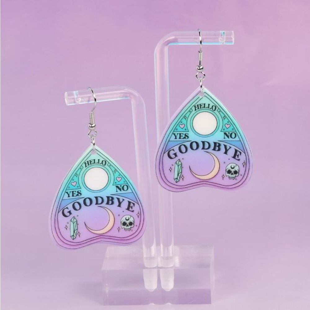 🛍️2/$20 👻 Large Ouija Board Planchette Heart Shaped Earrings, New